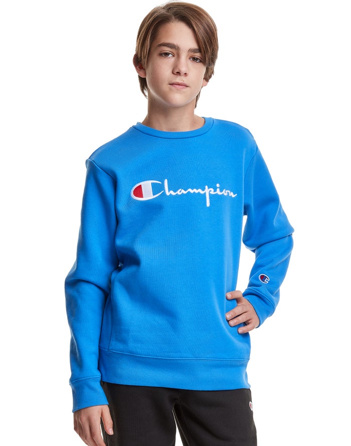 Champion Reverse Weave Fleece Crew Embroidered Logo - Poikien Sininen Collegepaita - Suomi 2349618-A